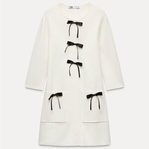 Zara Cream Knit Dress with Bows